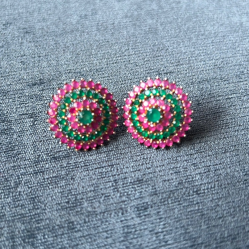 Pink and green studs